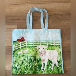 Lamb print reusable tote bag